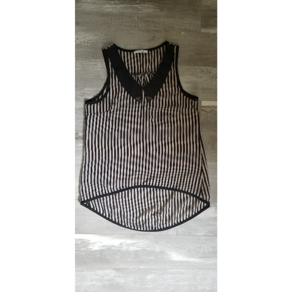 Blu Planet - B&W Striped Blouse Tank w/ Embellish - Picture 3 of 6